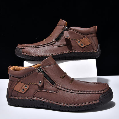 Men’s Handmade Premium Leather Slip-On Outdoor Work Boots