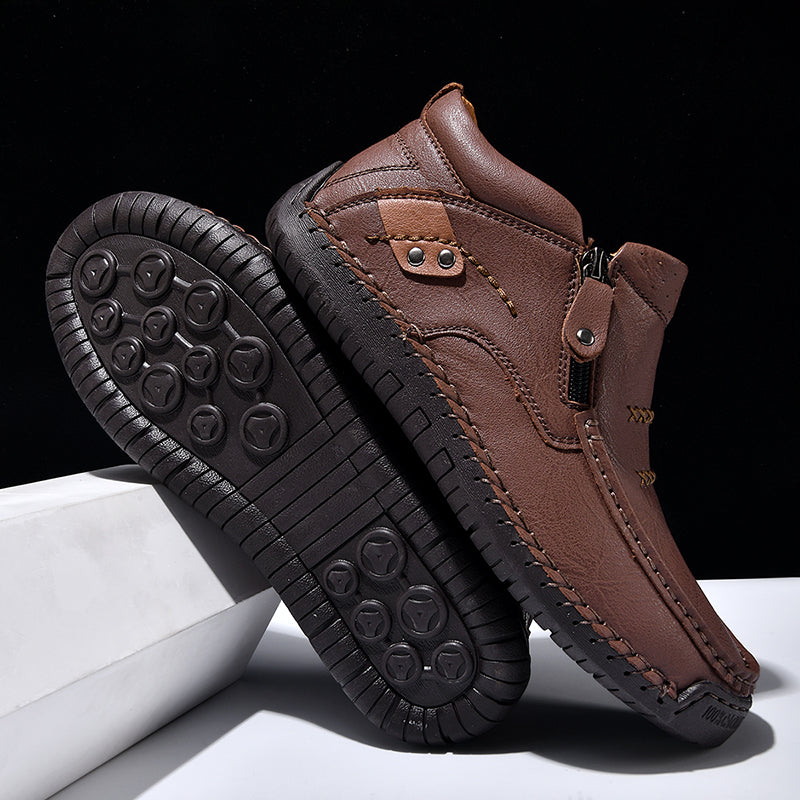 Men’s Handmade Premium Leather Slip-On Outdoor Work Boots