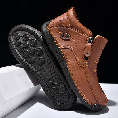 Men’s Handmade Premium Leather Slip-On Outdoor Work Boots