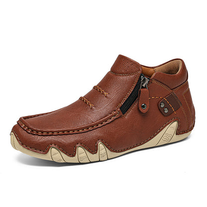 Men’s Retro Handmade Leather Driving Boots Built for Comfort
