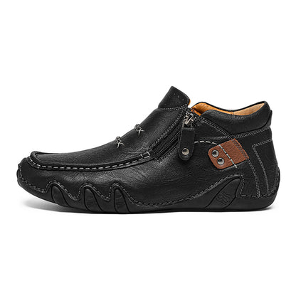 Men’s Retro Handmade Leather Driving Boots Built for Comfort