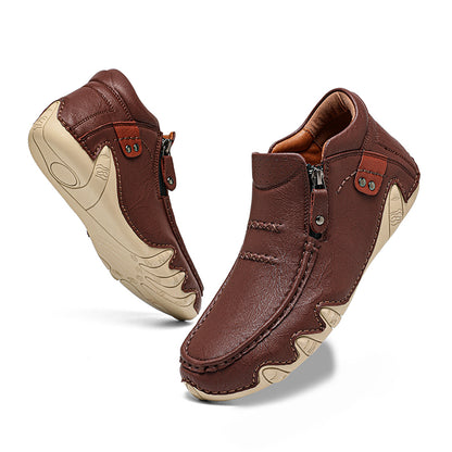 Men’s Retro Handmade Leather Driving Boots Built for Comfort