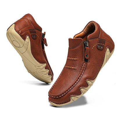 Men’s Retro Handmade Leather Driving Boots Built for Comfort