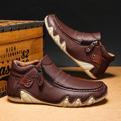 Men’s Retro Handmade Leather Driving Boots Built for Comfort