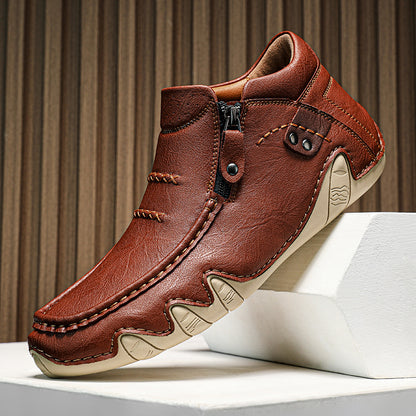 Men’s Retro Handmade Leather Driving Boots Built for Comfort