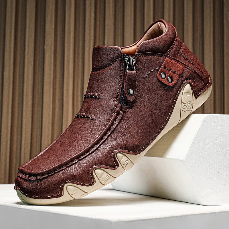 Men’s Retro Handmade Leather Driving Boots Built for Comfort