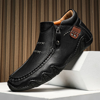 Men’s Retro Handmade Leather Driving Boots Built for Comfort