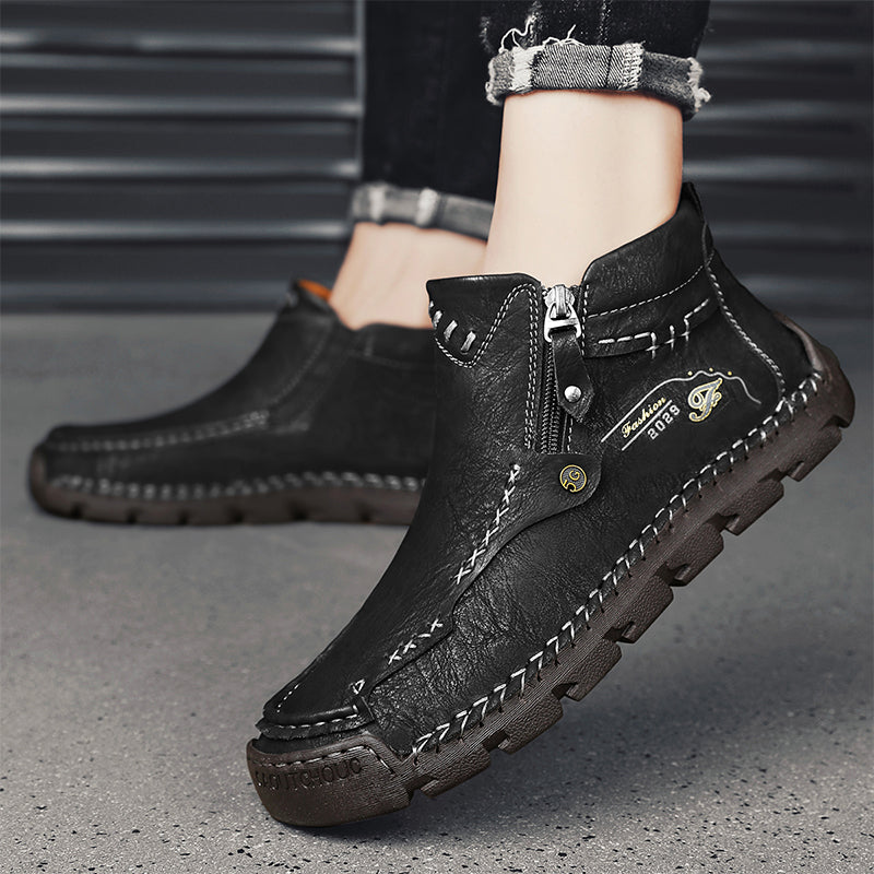 Men's Top-Quality Motorcycle Boots Hand-Stitched Genuine Leather Boots