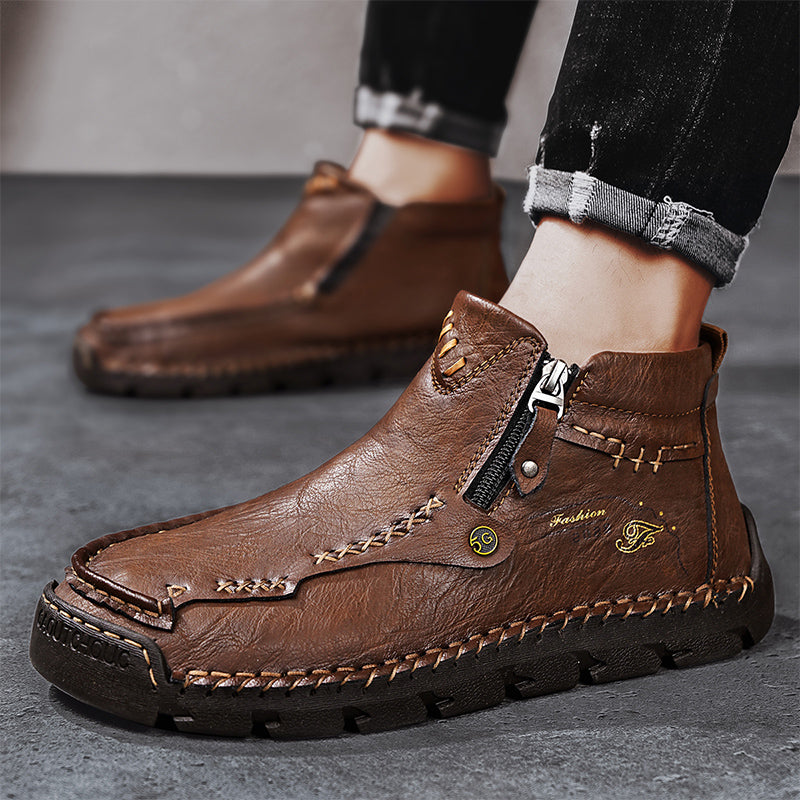Men's Top-Quality Motorcycle Boots Hand-Stitched Genuine Leather Boots