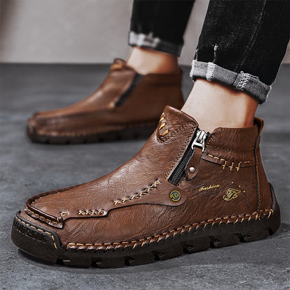 Men's Top-Quality Motorcycle Boots Hand-Stitched Genuine Leather Boots