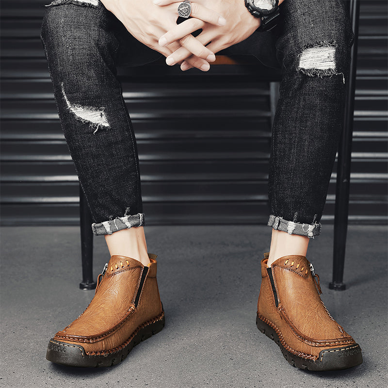 Men's Top-Quality Motorcycle Boots Hand-Stitched Genuine Leather Boots