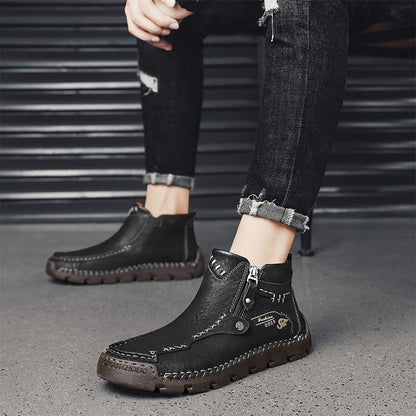 Men's Top-Quality Motorcycle Boots Hand-Stitched Genuine Leather Boots