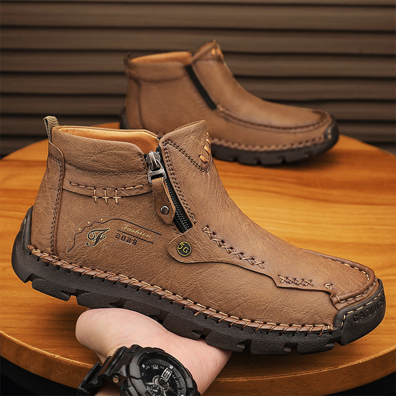 Men's Top-Quality Motorcycle Boots Hand-Stitched Genuine Leather Boots
