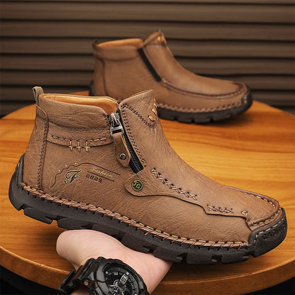 Men's Top-Quality Motorcycle Boots Hand-Stitched Genuine Leather Boots