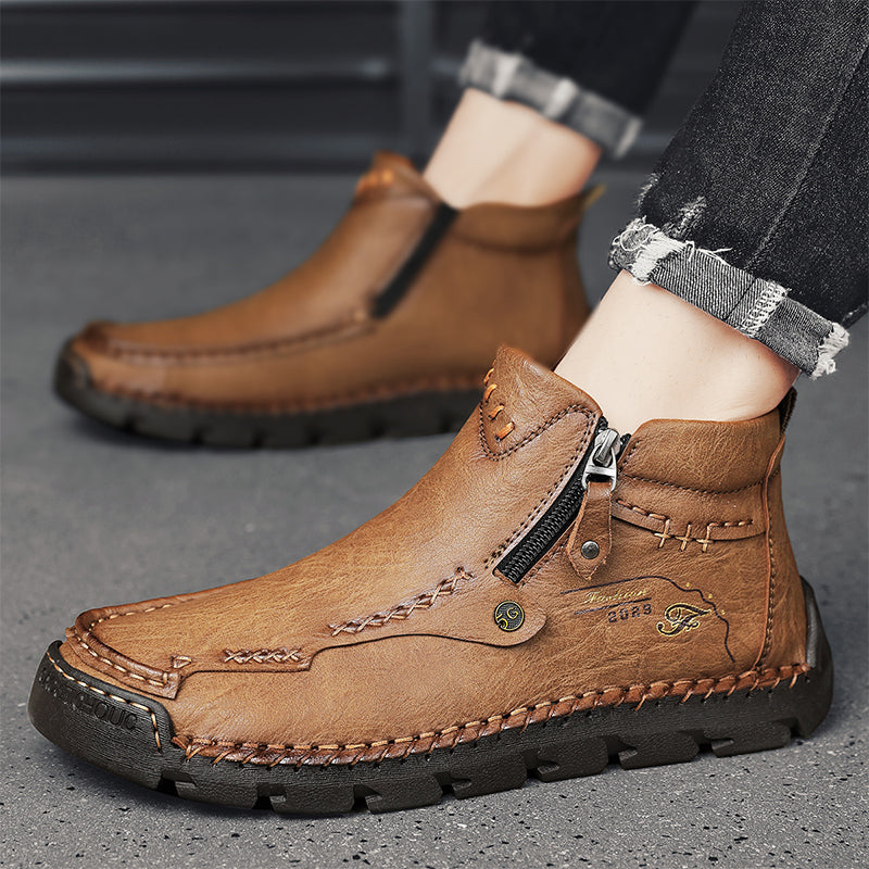 Men's Top-Quality Motorcycle Boots Hand-Stitched Genuine Leather Boots