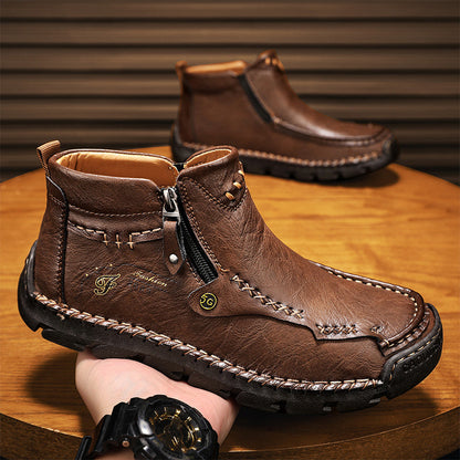 Men's Top-Quality Motorcycle Boots Hand-Stitched Genuine Leather Boots