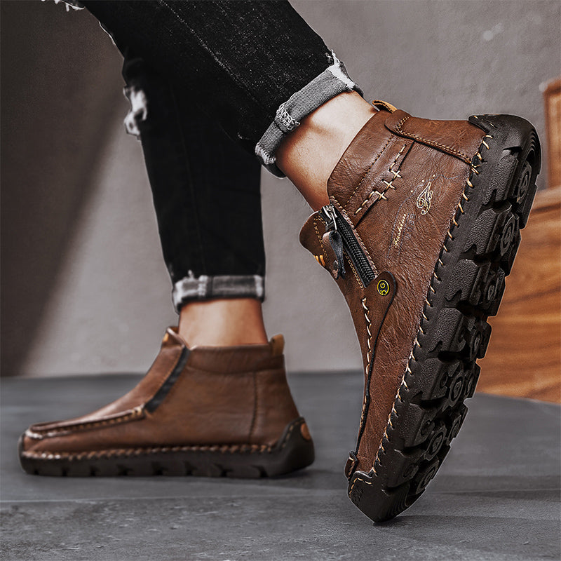 Men's Top-Quality Motorcycle Boots Hand-Stitched Genuine Leather Boots