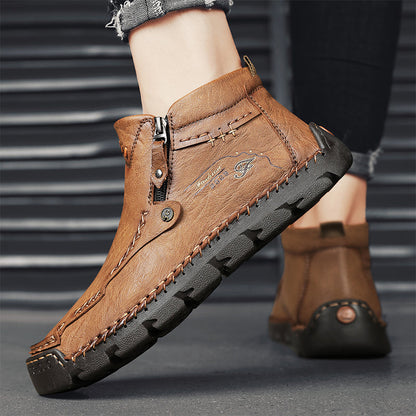Men's Top-Quality Motorcycle Boots Hand-Stitched Genuine Leather Boots